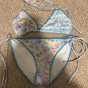 LoveShackFancy Blue Floral Bikini